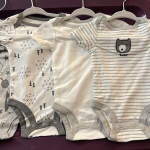 4 Piece Lamaze Gray and White Baby Bodysuit